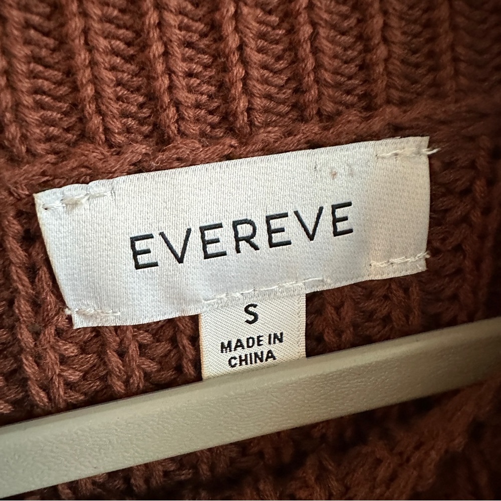Evereve Brown and Black Striped Mockneck Cotton Sweater Small - Picture 3 of 8